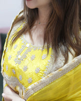 Crepe silk embroidered anarkali with side slits